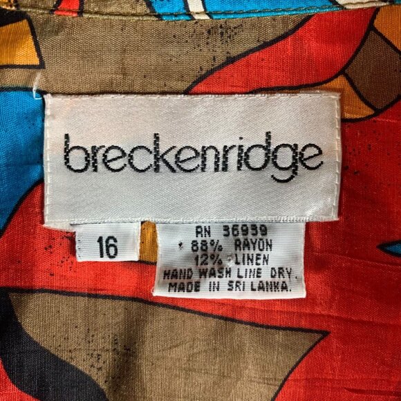 Breckenridge Women's Short Sleeve Button Down Red Multicolor Shirt Size 16 9155 - Picture 2 of 7